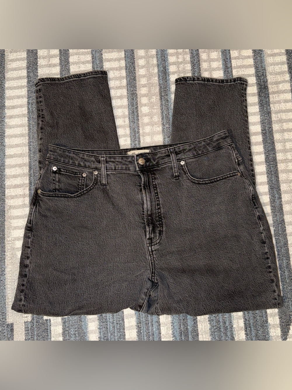 Madewell Women’s Curvy Perfect Vintage Washed Black Denim Jeans Size 32